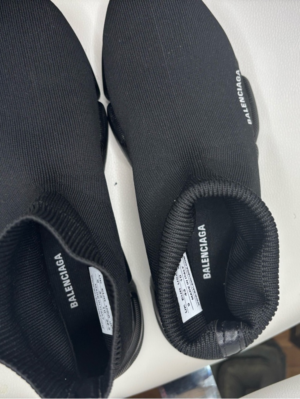 Balenciaga Black Knit Sock Sneakers with White Logo - Picture 2 of 6